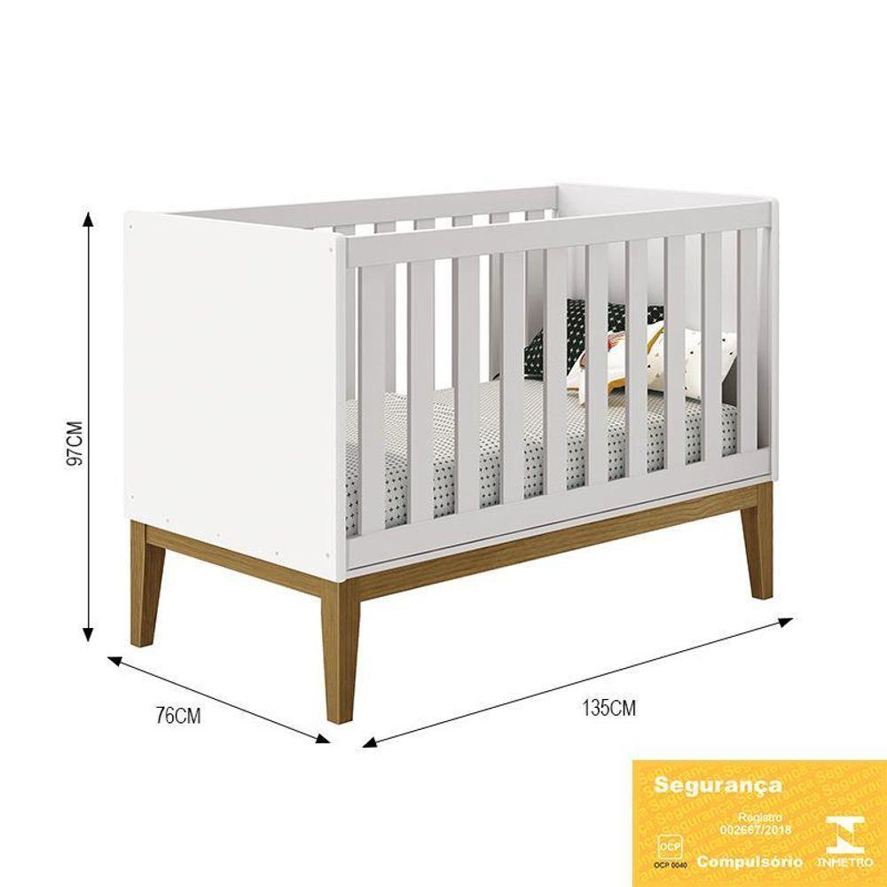 Miniatura Berço Mini Cama Classic Branco Fosco Com Pés Amadeirado - Reller Móveis Branco Fosco
