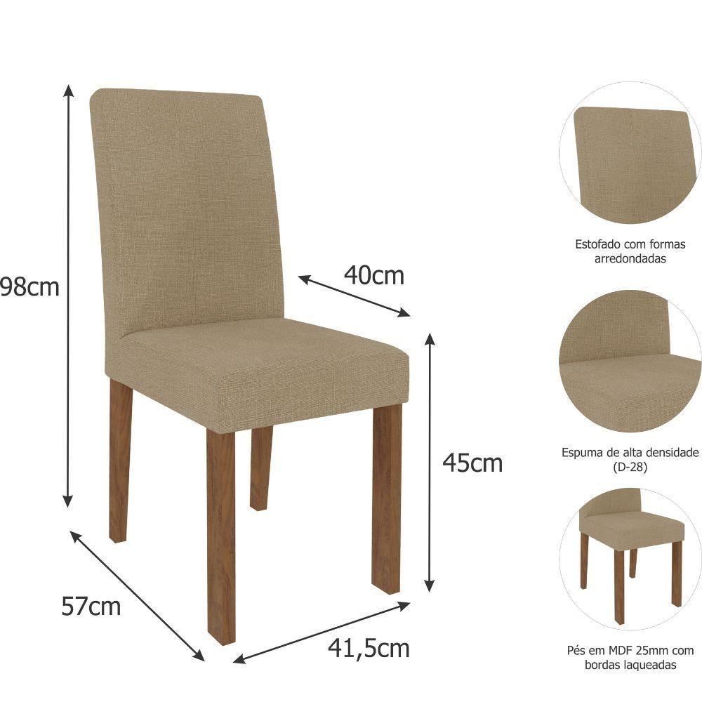 Miniatura Conjunto Sala De Jantar Sophia 95x95 Tampo Mdf/vidro 4 Cadeiras Maia Cimol Nature/off Whitegengibre