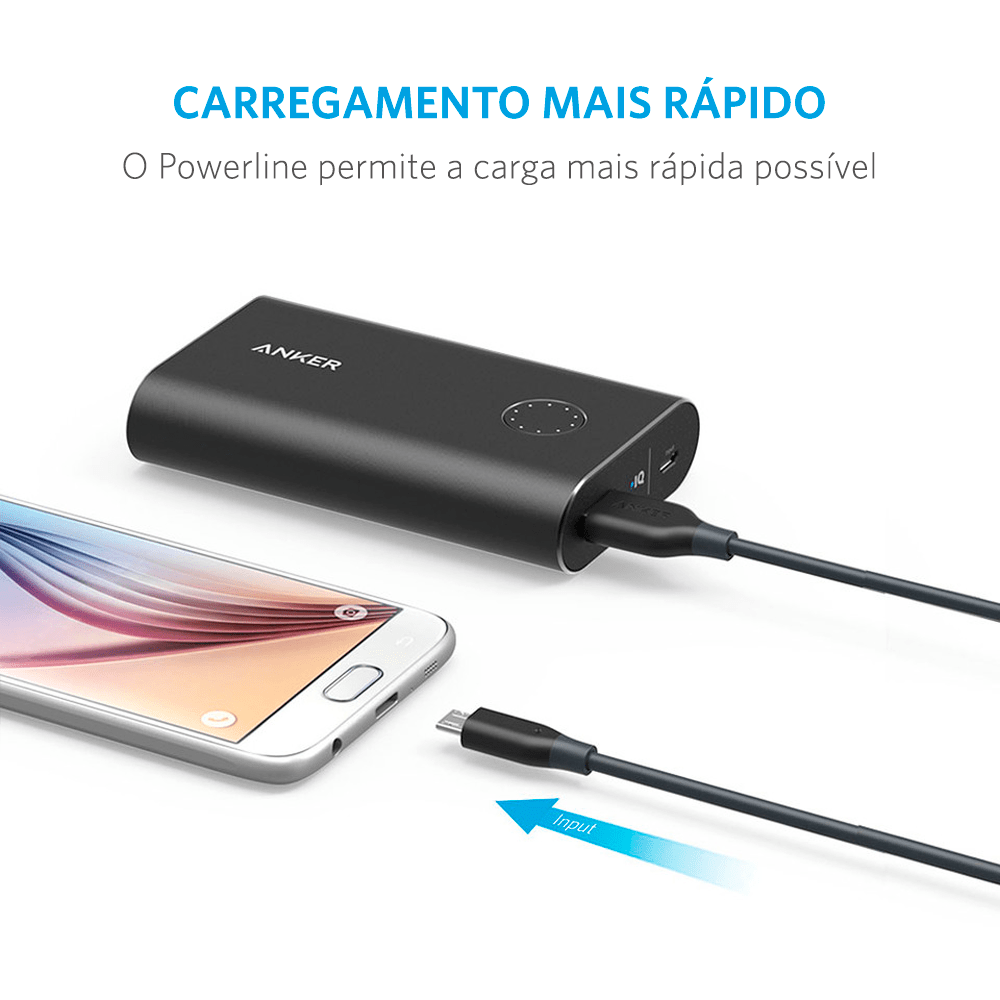 Miniatura Cabo Anker Powerline Micro USB Android | 3 metros Cinza