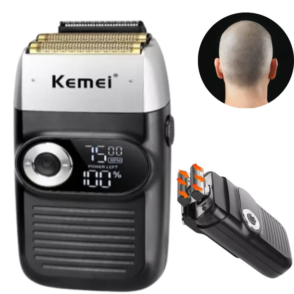 Miniatura Maquina Cortar Cabelo Kemei 2026 - Barbeador Profissional