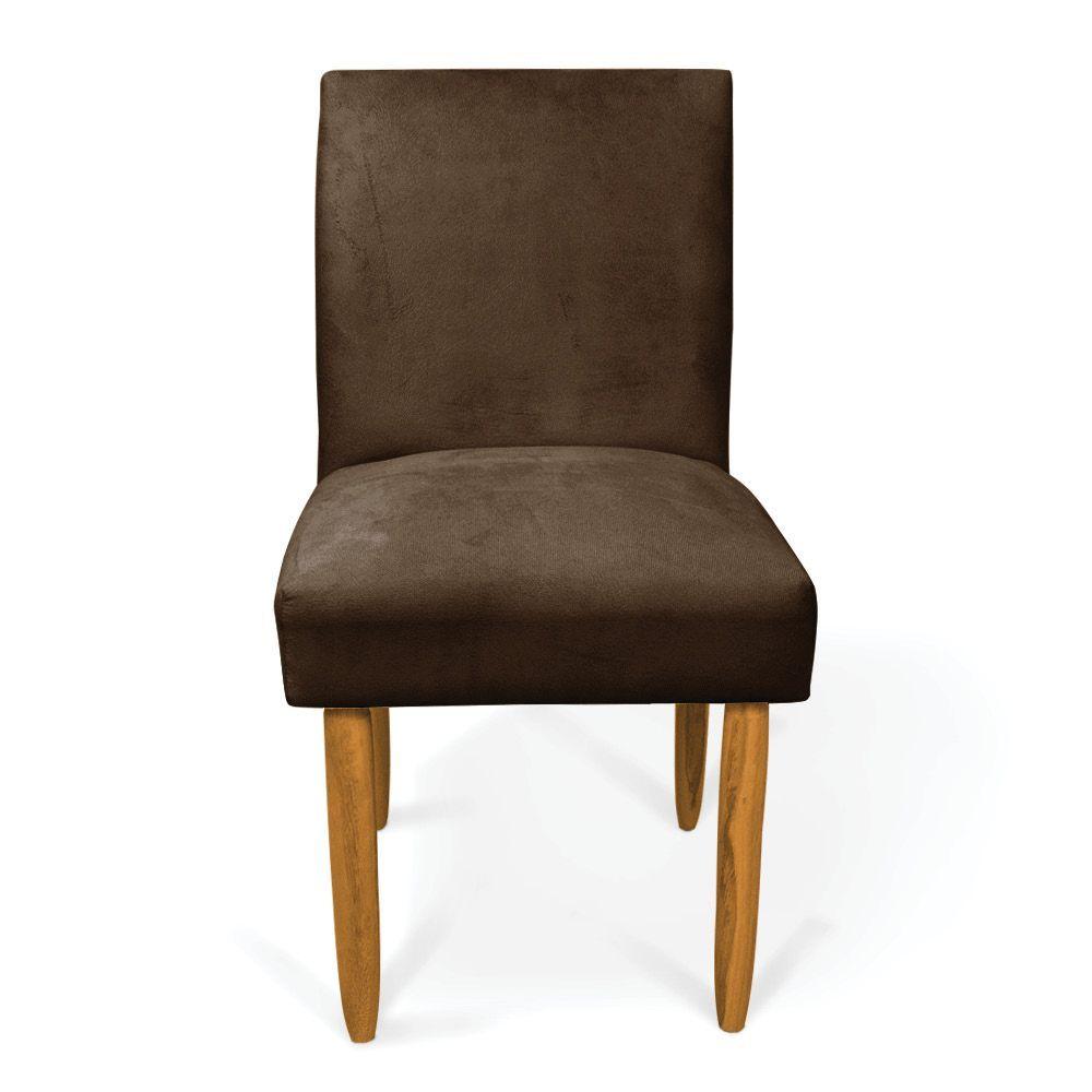 Miniatura Kit 2 Cadeiras De Jantar Carol Suede Marrom Pés Palito Castanho - D'rossi