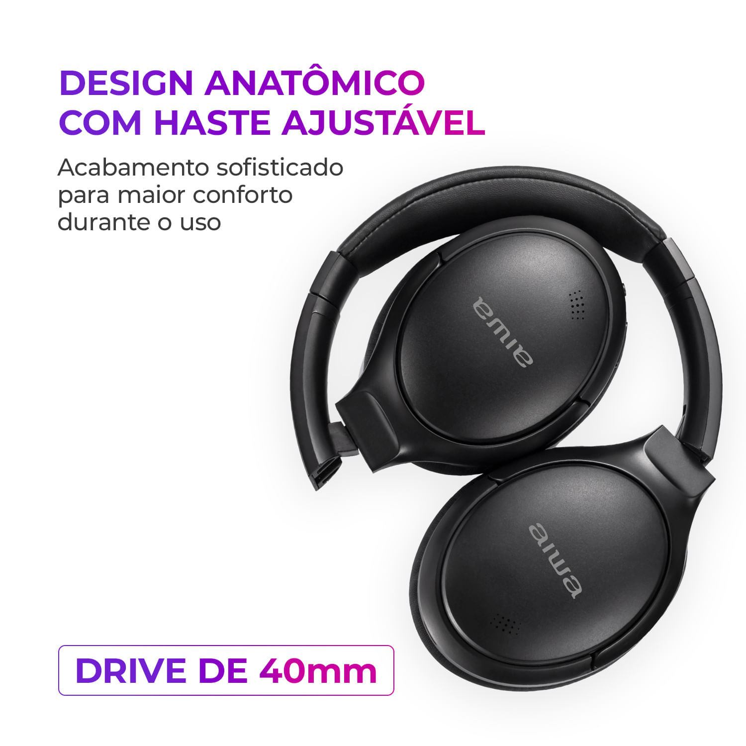 Fone de Ouvido Headphone AIWA HP-01-B BT ANC Alta Definição FONE DE OUVIDO AWS-HP-01-B BIVOLT