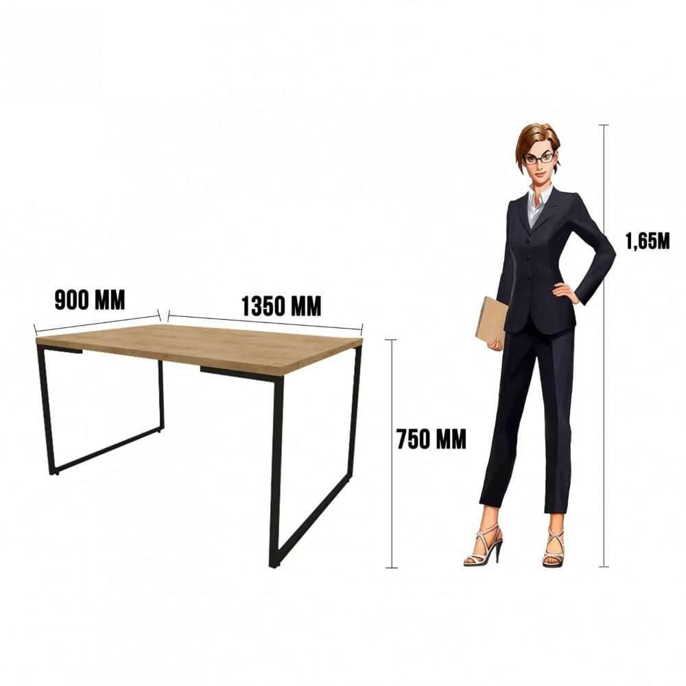 Miniatura Mesa de Jantar Industrial 6 Lugares Porto Espresso Móveis Natura/Preto Mesa de Jantar Tampo em BP de 30mm Porto Espresso Móveis Natura/Preto