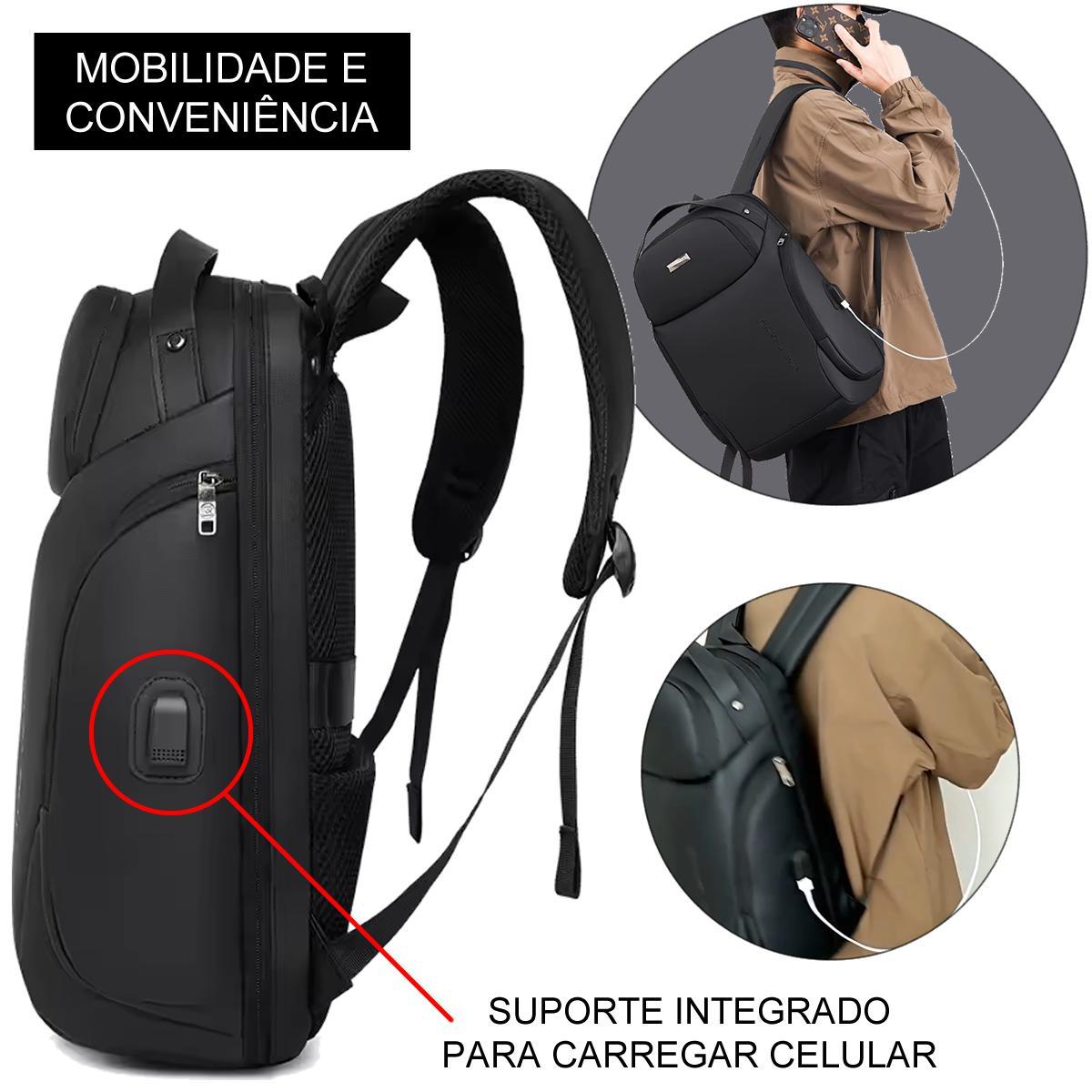 Miniatura Mochila Antifurto Usb Trava De Zíper Impermeável - Cinza