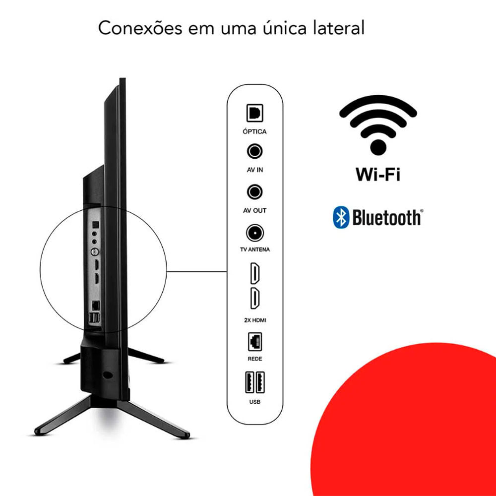 Smart TV D-LED 32 Polegadas AIWA Full HD Android Borda Ultrafina Preto - Bivolt