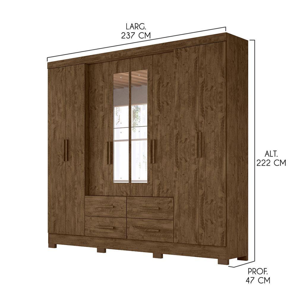 Miniatura Guarda Roupa Casal Grande com Espelho 273x222cm San Lorenzo Moval Castanho