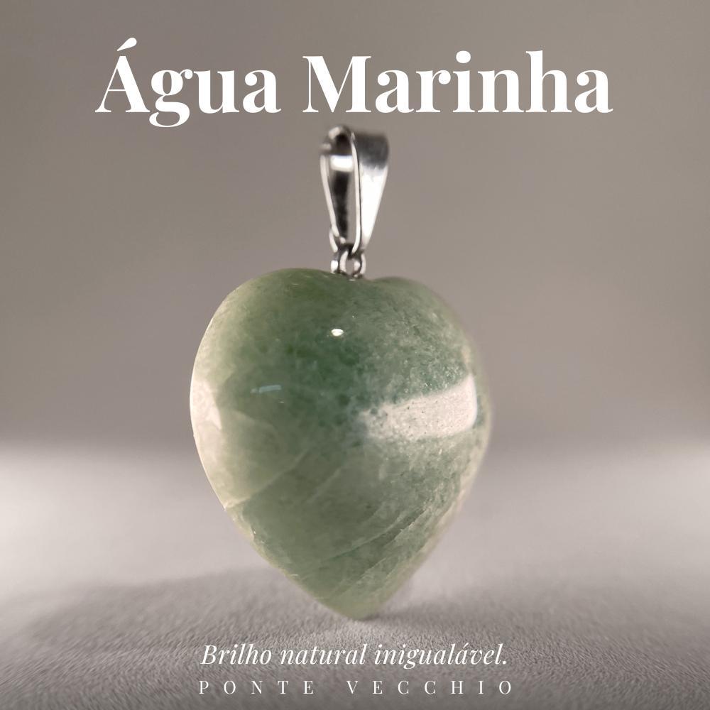 Miniatura Pingente Prata Água-Marinha Coração Legítima - P. Vecchio