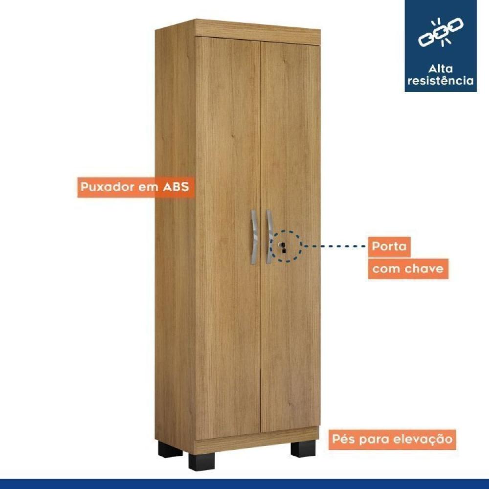 Conjunto Mesa para Computador 2 Gavetas Byte e Armário Multiuso 2 Portas com Chave Asteca Cinamomo/Off White