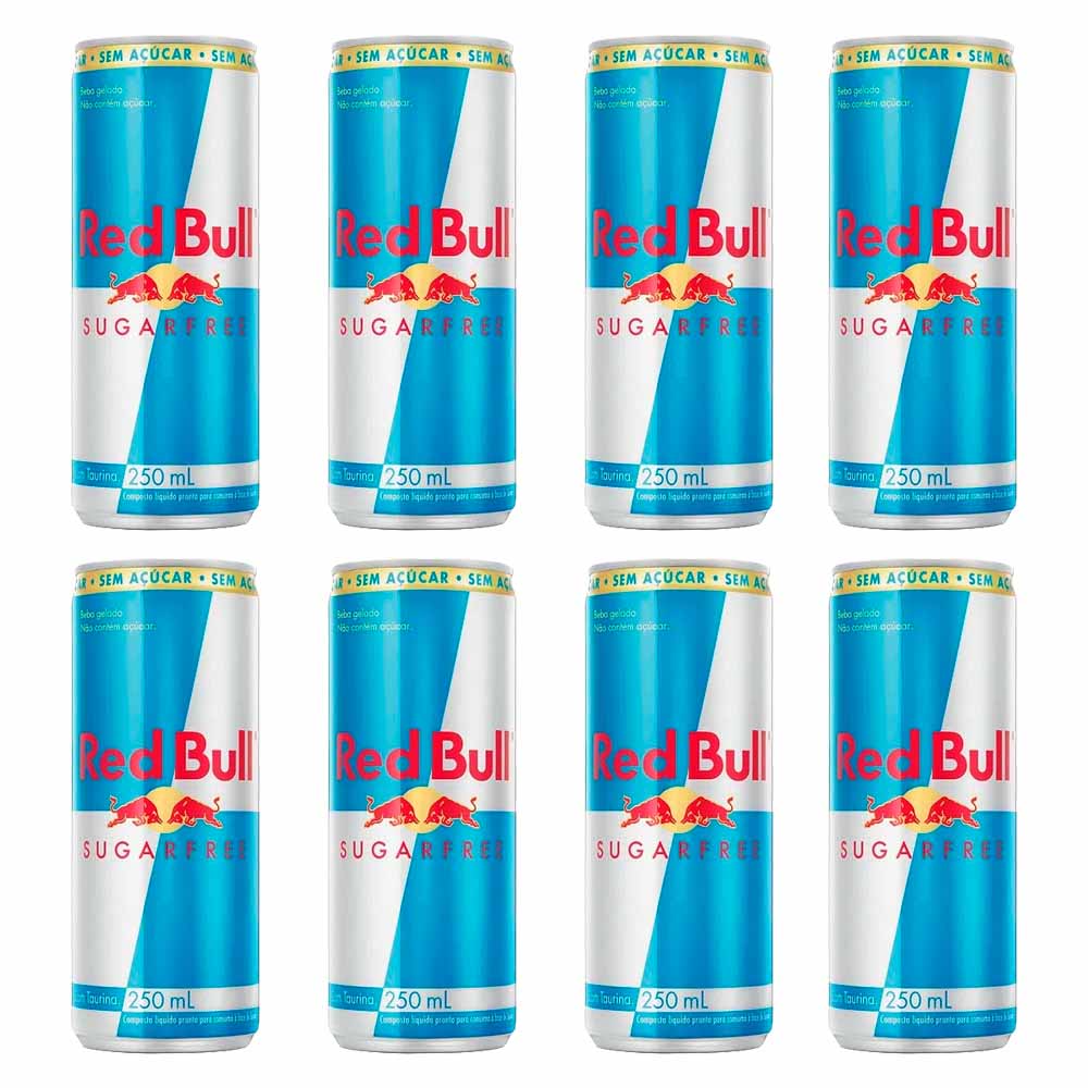 Miniatura Kit 8 Energético Red Bull Sugar Free Sem Açúcar 250ml cada