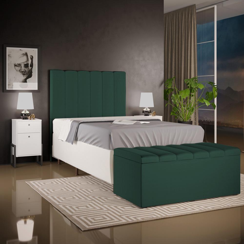 Calçadeira Recamier Baú Dália 100X50cm W01 Verde Musgo