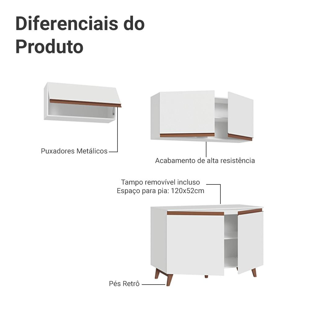 Miniatura Armário de Cozinha Compacta 190cm Branco Reims Madesa 08 Branco