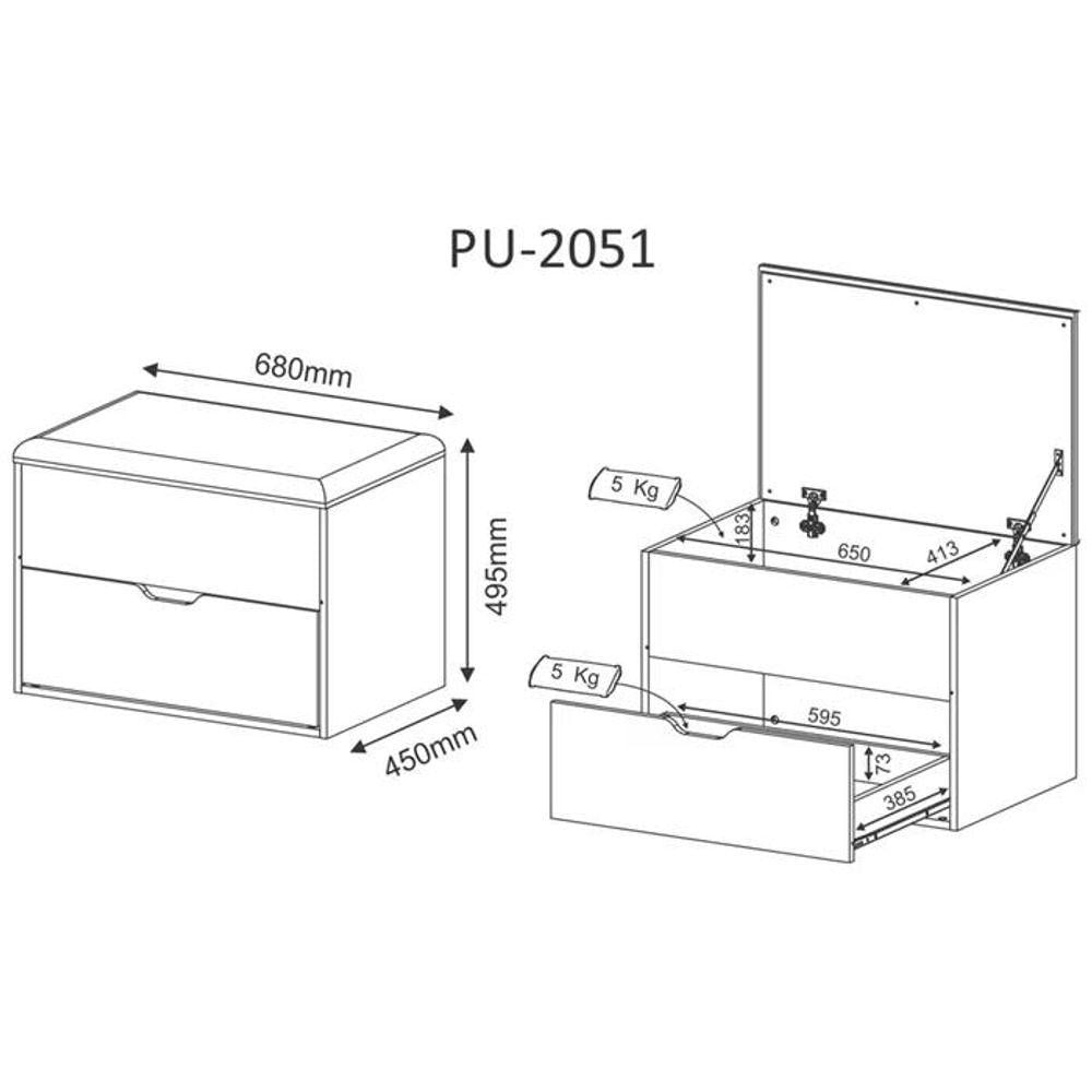 Miniatura Puff Bau Organizador Multiuso Com Gaveta Branco