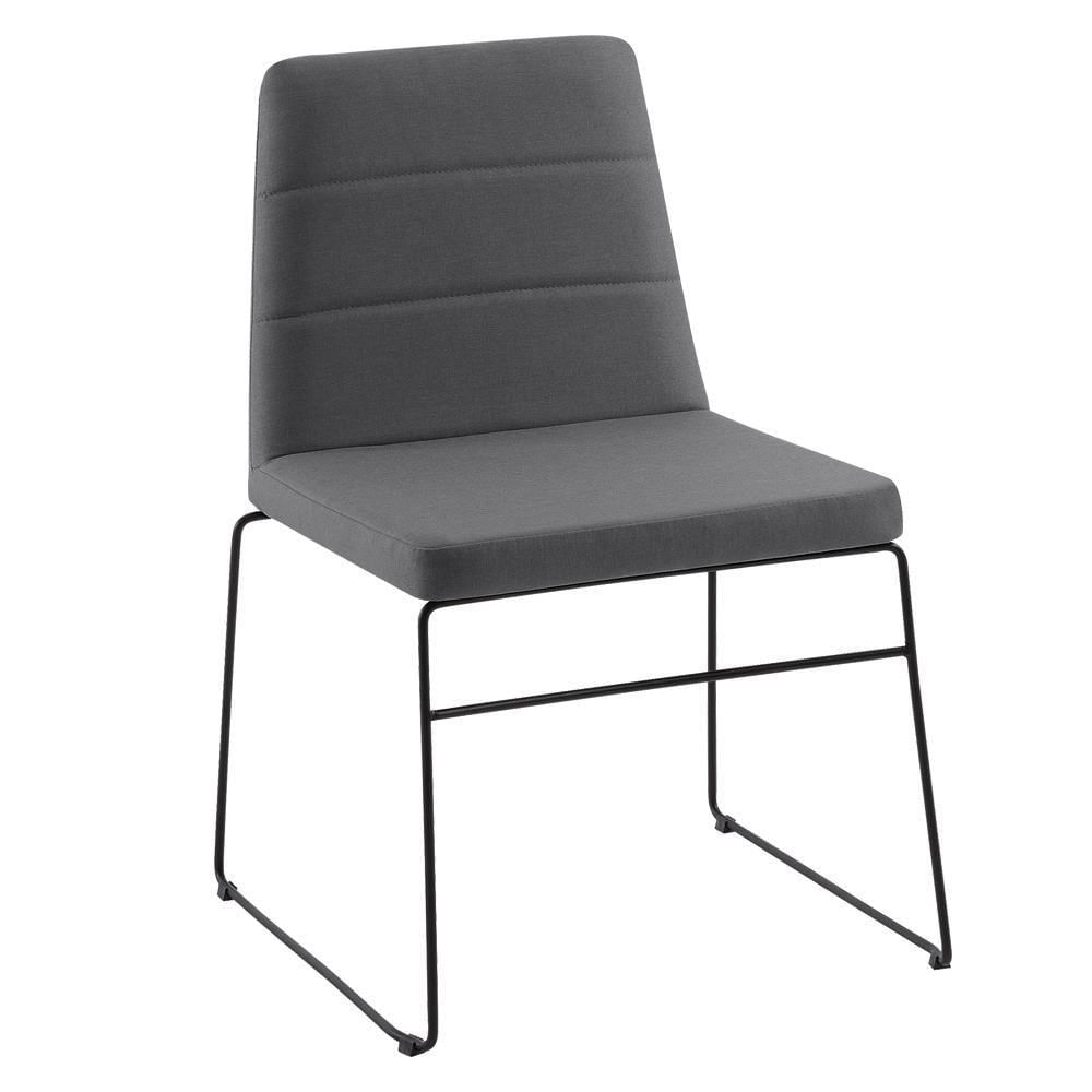Miniatura Cadeira Decorativa Base Aço Preto F40 Linho Cinza Dmobiliario Cinza