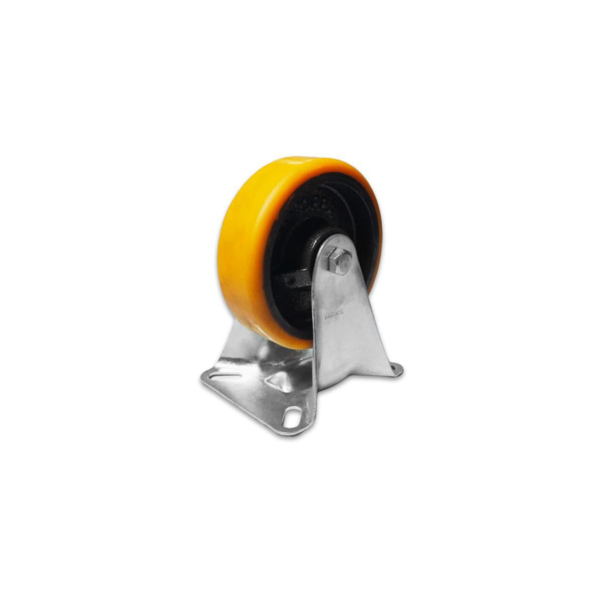 Miniatura Kit 8 Rodinhas 100Mm Ferro Com Poliuretano 4'' Placa Fixa