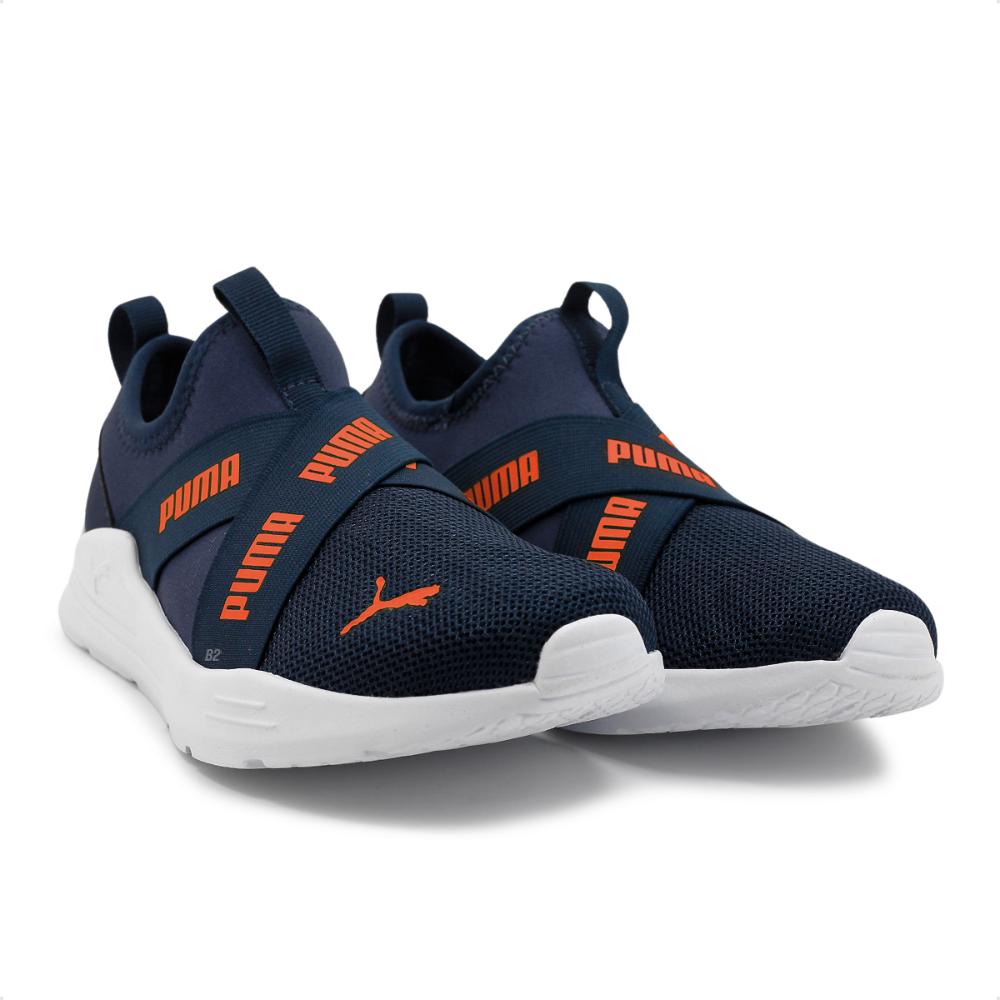 Miniatura Tênis Puma Wired Run Slip On Infantil Marinho / Laranja - 19