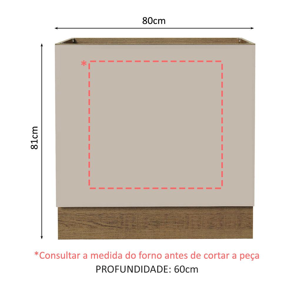 Miniatura Balcão para Forno de Embutir 80 x 60 cm Sem Tampo Rustic/Crema Agata Madesa Rustic/Crema