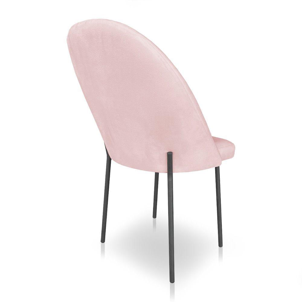 Miniatura Cadeira De Jantar Virginia Sued Rosa Bebê Pés De Ferro Preto Dclasse Decor