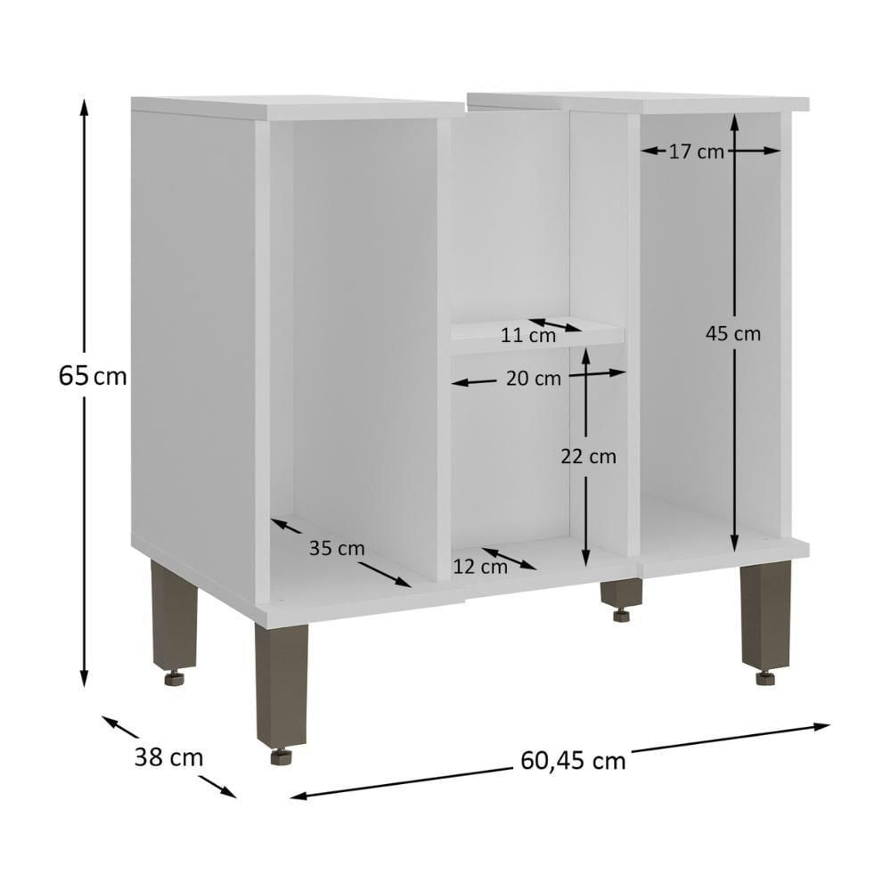 Miniatura Gabinete De Banheiro Para Pia De Sobrepor 2 Portas 60,4cm Multimóveis Cr10137 Branco