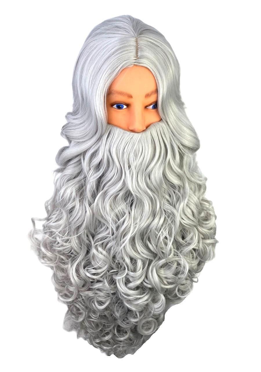 Miniatura Peruca e Barba Grisalha Moises Noé Isac + | 35cm 75cm Cinza