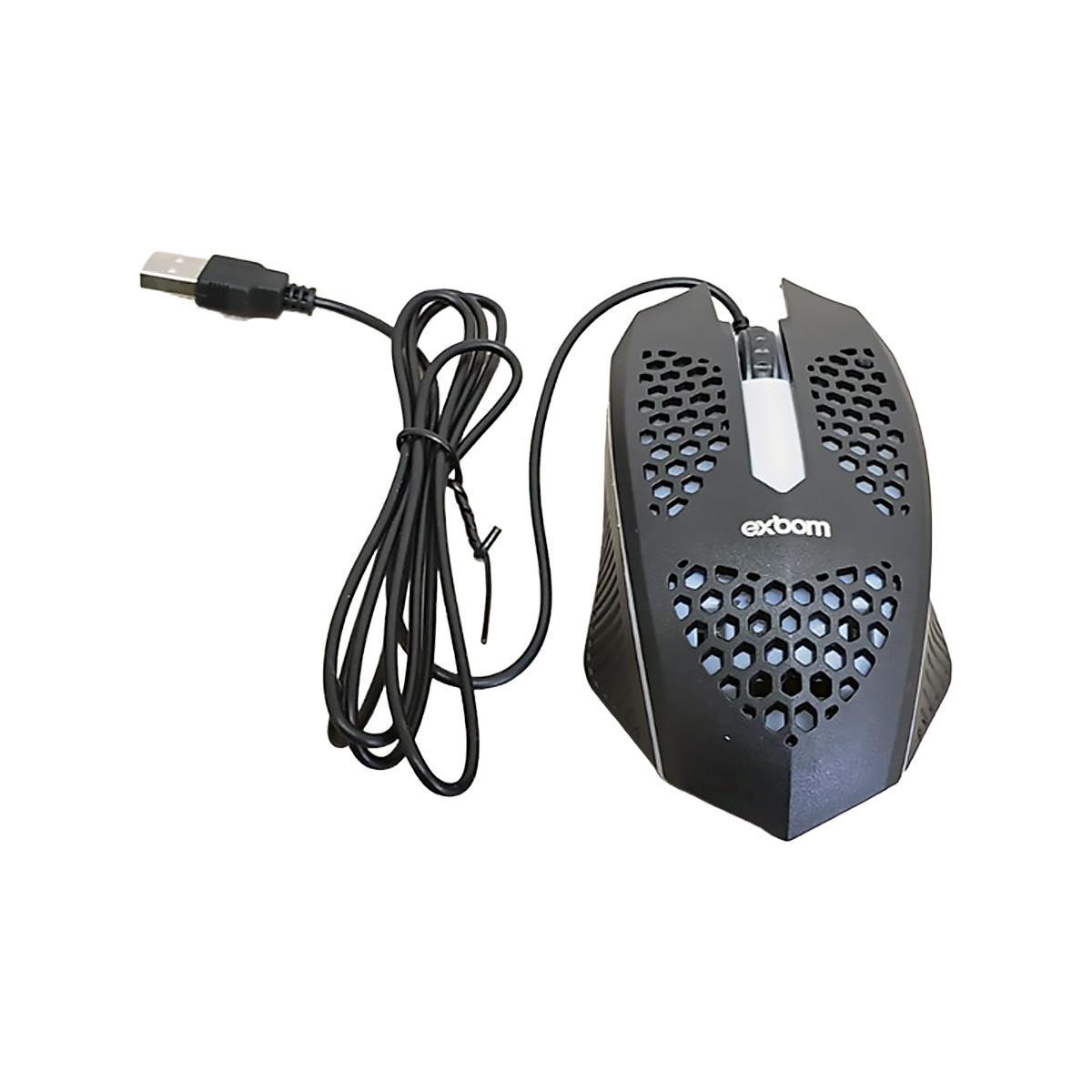 Miniatura Mouse Jogo Ms-C33 Pc Ps4 Xbox Usb Ms-C33 Com Led 7 Preto