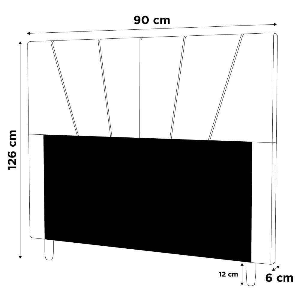 Miniatura Cabeceira Solteiro 90cm Linho Cinza