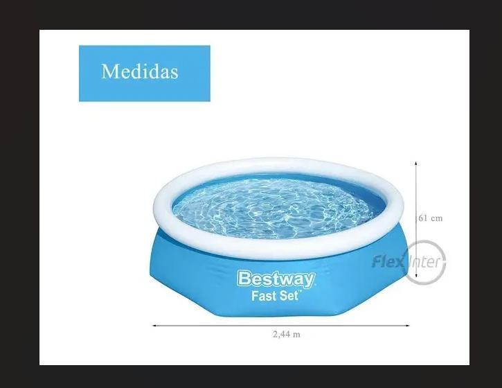 Miniatura Piscina Inflável Fast Set 1.880L 2,44M X 61Cm Bestway
