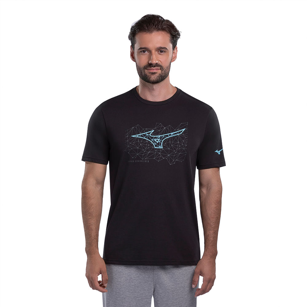Miniatura Camiseta Mizuno Stamp Masculina G Preto