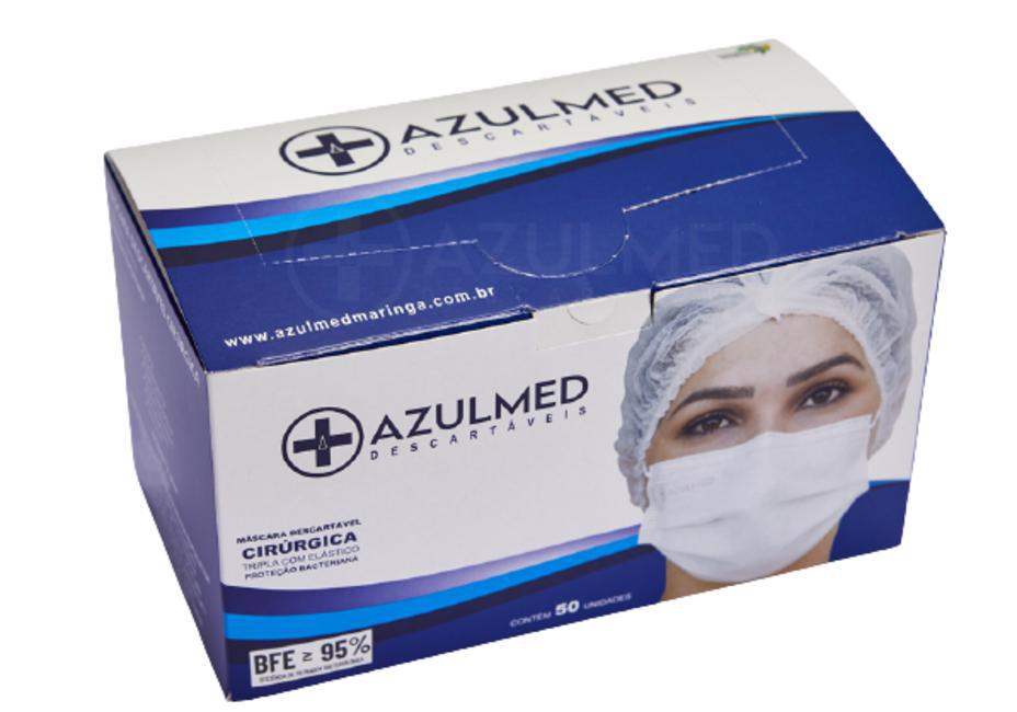 Miniatura Máscaras Descartáveis Azulmed - Elástico Confortável 500 Un