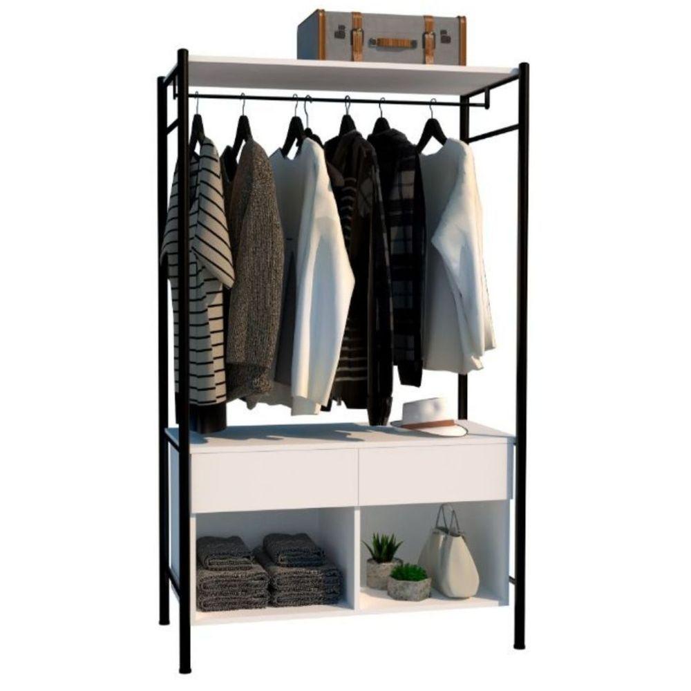 Miniatura Guarda Roupa Closet Modulado Paris Light Branco Preto