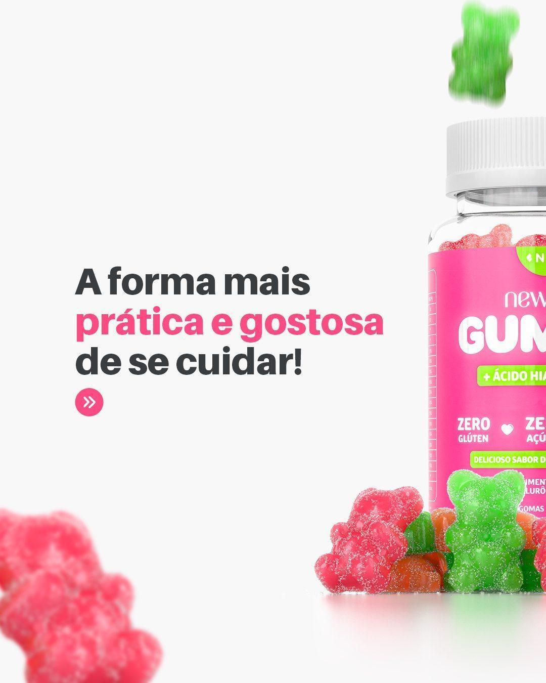 Miniatura New Hair Gummy Vitamina +Ácido Hialurônico - 2 Potes 60Gomas