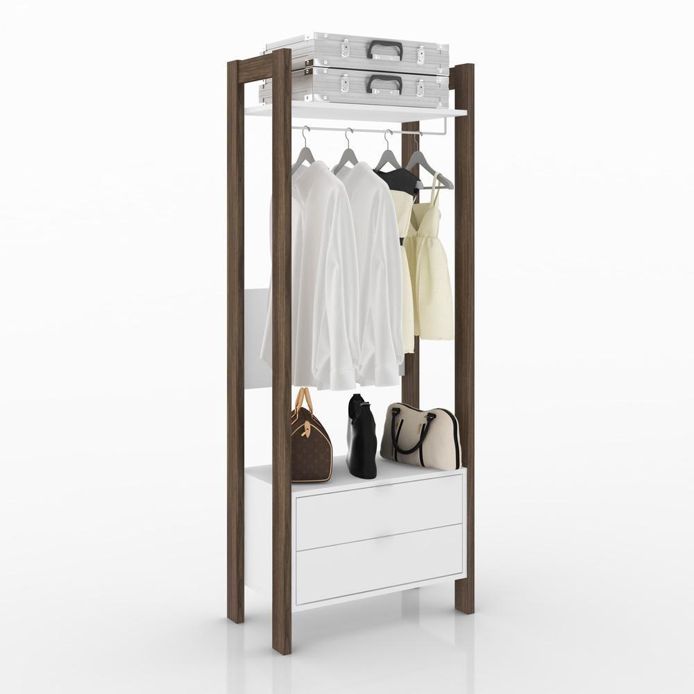 Armário Closet Com 2 Gavetas Cr35001 Branco/Nogal