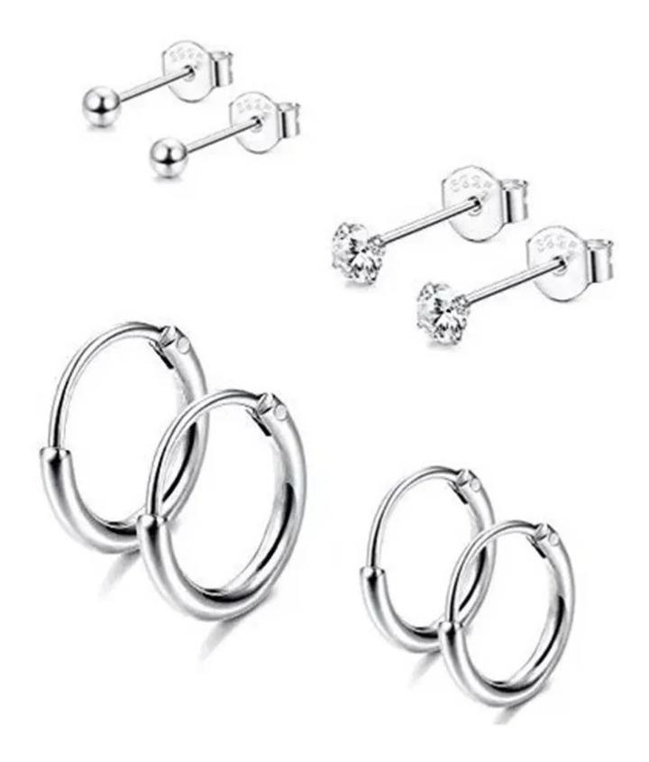 Miniatura Kit 4 Pares Brincos Cartilagem Piercing Terceiro, Quarto