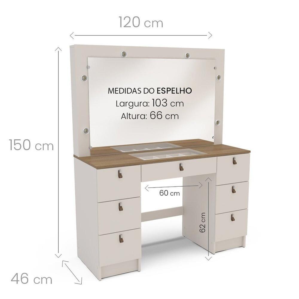 Miniatura Penteadeira Camarim com Espelho França Off White/Freijó