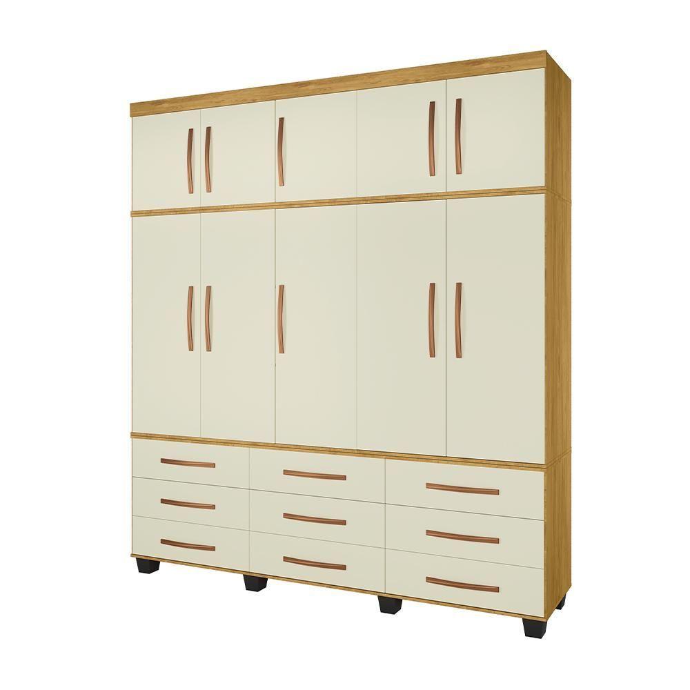 Miniatura Guarda-roupa Quioto Com 9 Gavetas 10 Portas Mel Pérola
