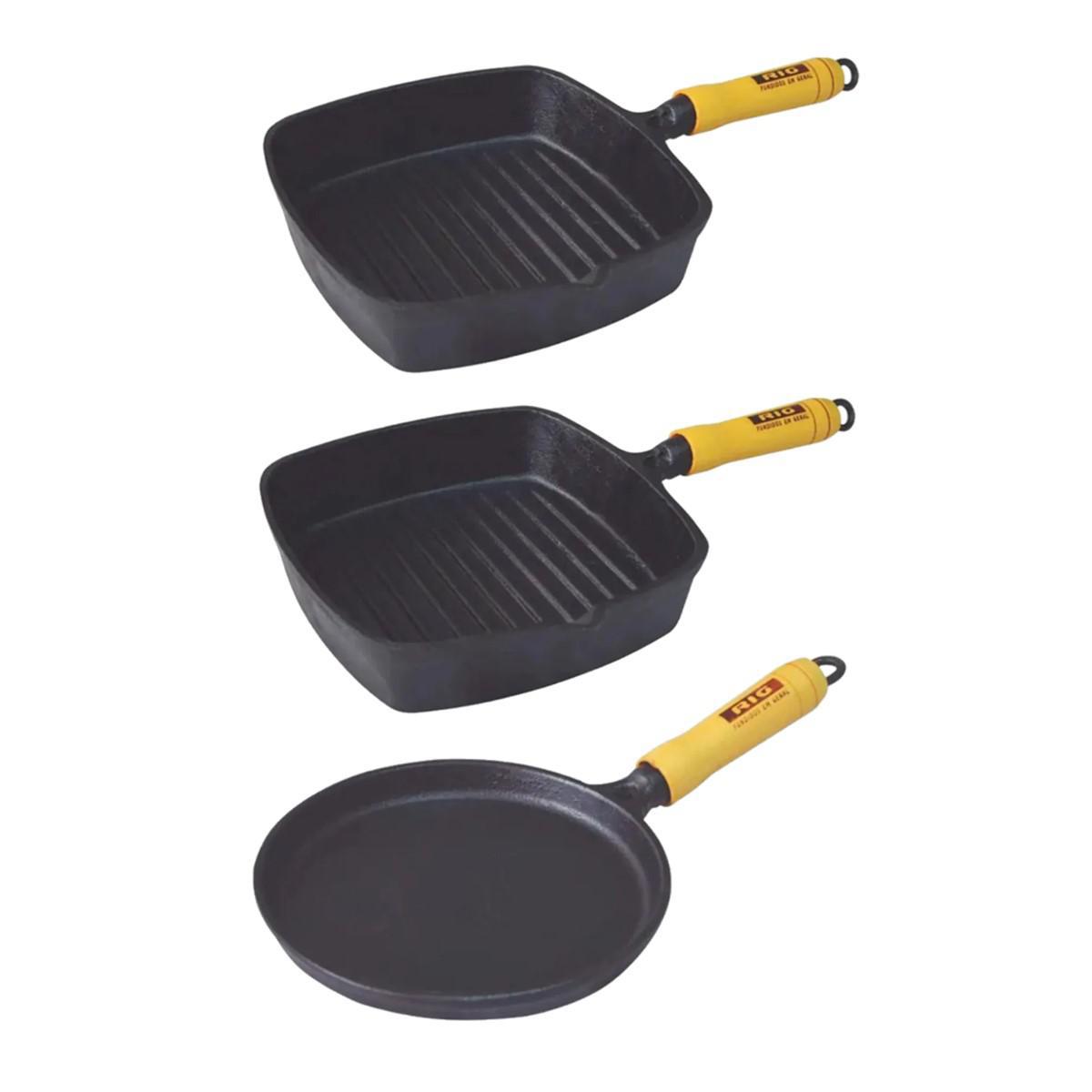 Miniatura Jogo Frigideiras Cook Grill E Chapa Tapioca Ferro Fundido