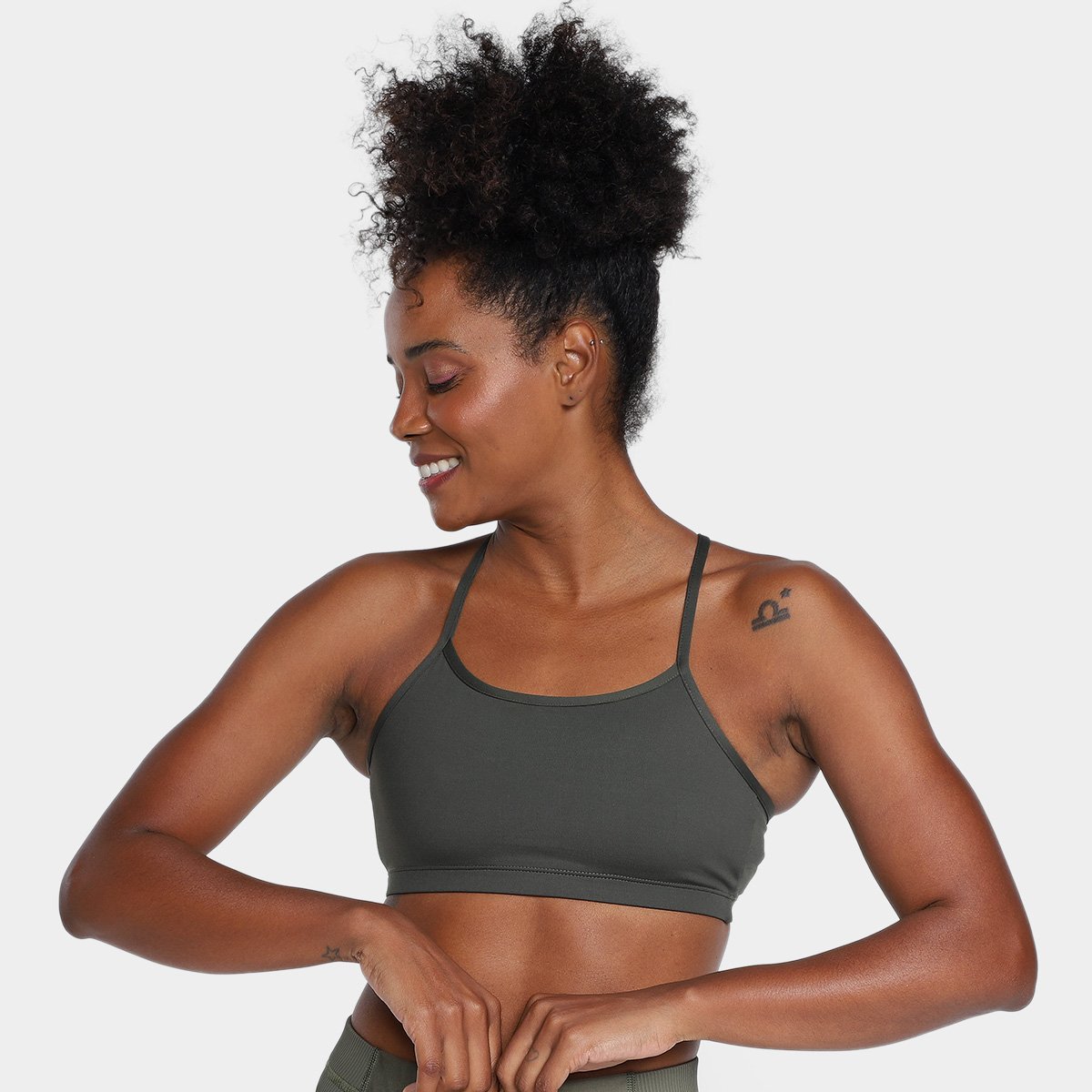 Miniatura Top Fila Life Feminino Verde+Bege - G