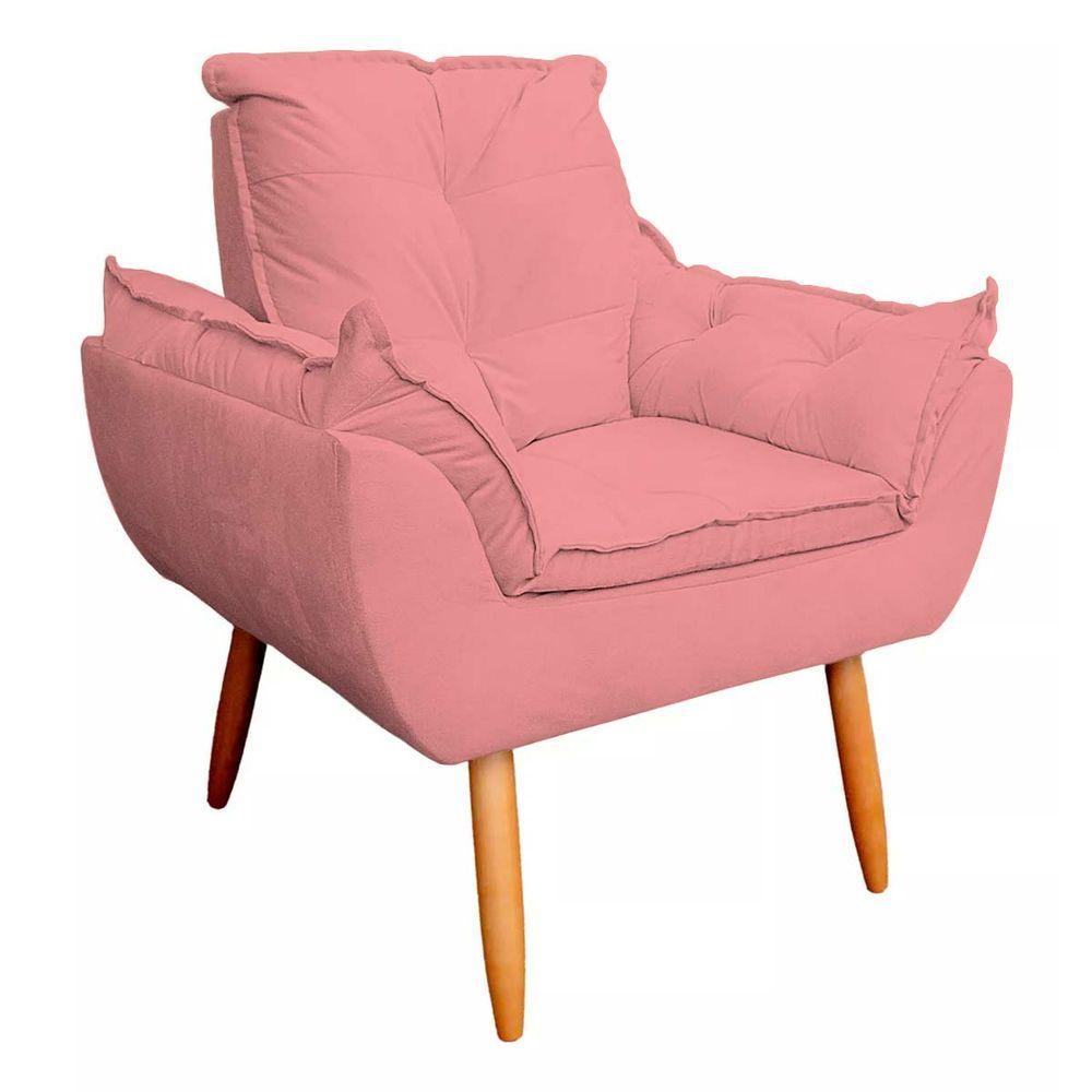 Miniatura Poltrona Luxo Decorativa Veludo Estofada Fibra Confortável rosa