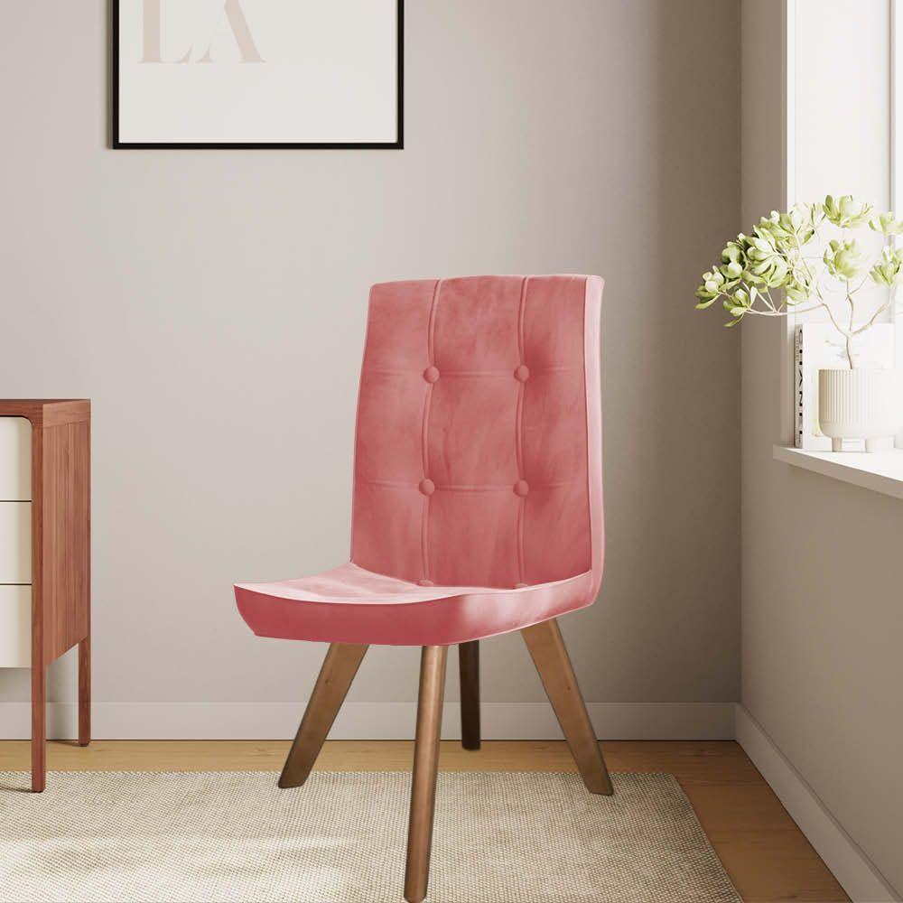 Miniatura Cadeira De Jantar Drop Com Botão Base Giratória Castanho Suede Rose Gold - Amey Decor
