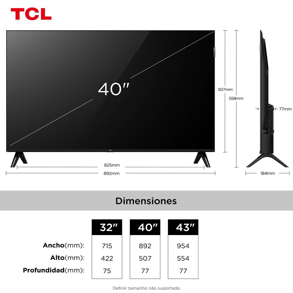 Miniatura Smart TV TCL 40 Polegadas Full HD QLED S5K WiFi Bluetooth Google TV 2 HDMI HDR10 Dolby Audio 40S5K