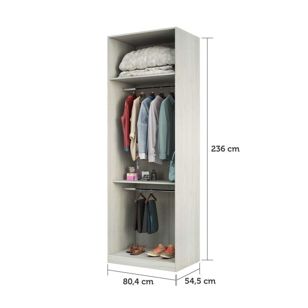 Miniatura Guarda Roupa Closet Aberto 2 Cabideiros 80,4cm Legno Crema
