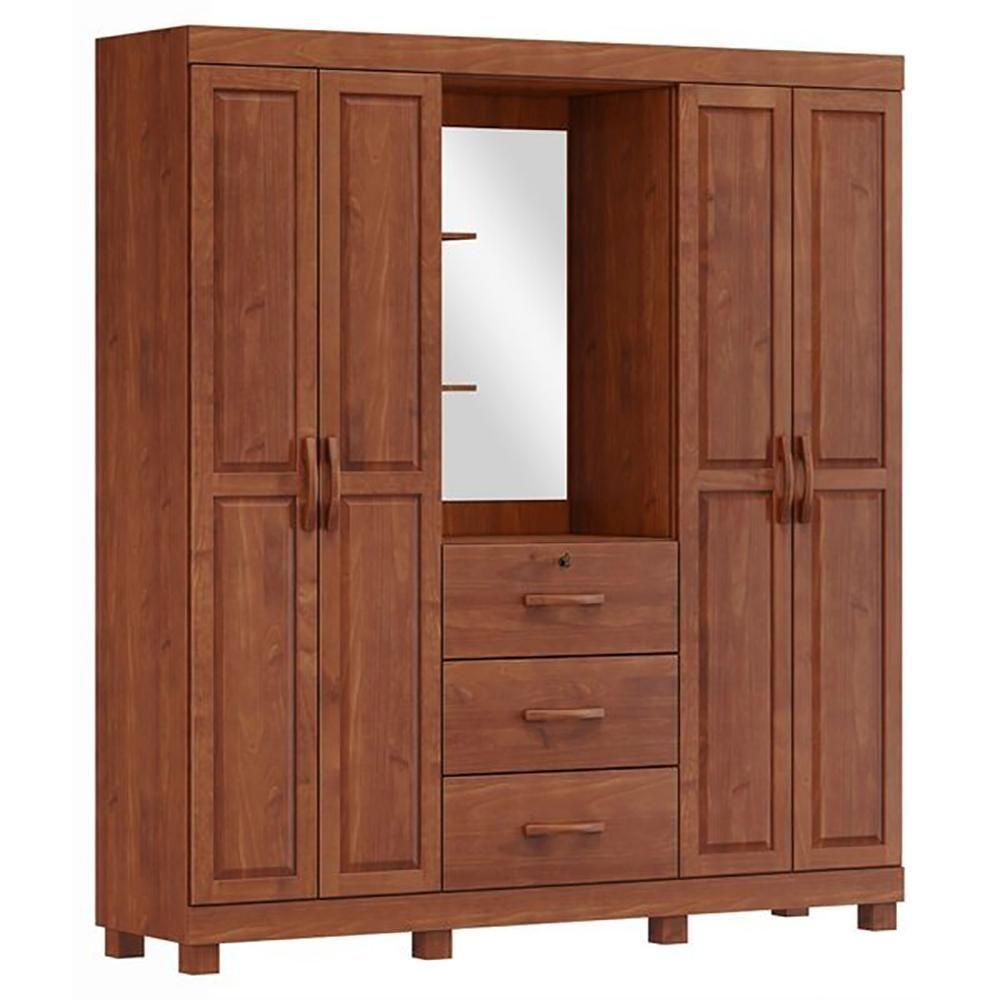 Miniatura Guarda Roupa Capela Madeira Maciça 4 Portas 3 Gavetas 183 Cm 1143 Imbuia Milani Store
