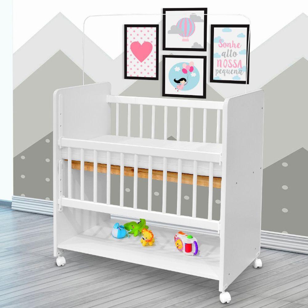 Miniatura Mini Berço Bed Side Moisés Grade Móvel Branco Com Colchão
