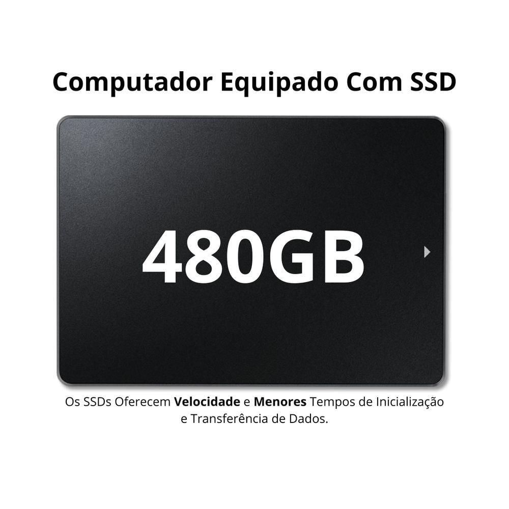 Miniatura PC Gamer Intel Core i7 16GB RAM Placa de Vídeo 4GB SSD 480GB Monitor 19,5\" Fonte 500W