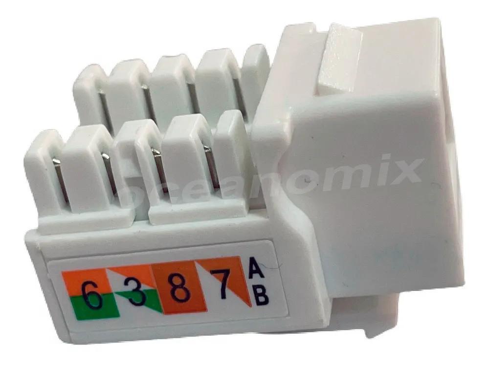 Miniatura Conector Rj45 Keystone Cat.6 Branco - Pacote 10 Unidades