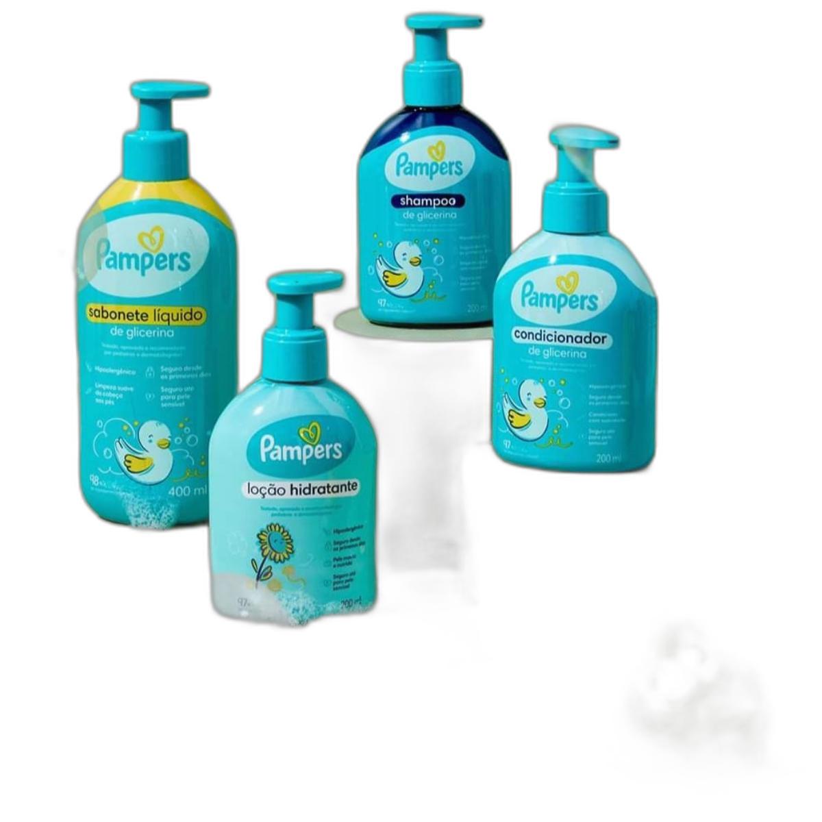 Miniatura Kit Pampers Baby Sabonete Liquido Lenços Umedecidos Bebê