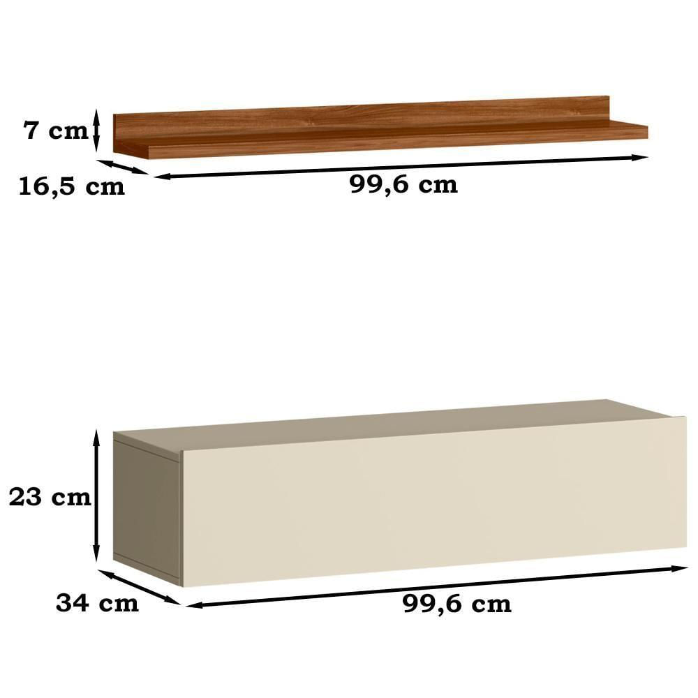 Painel Ripado Placa Tv 60 Projetta 265x100 Cinamo Mell Off White Mbl Cinamo Mell Off White