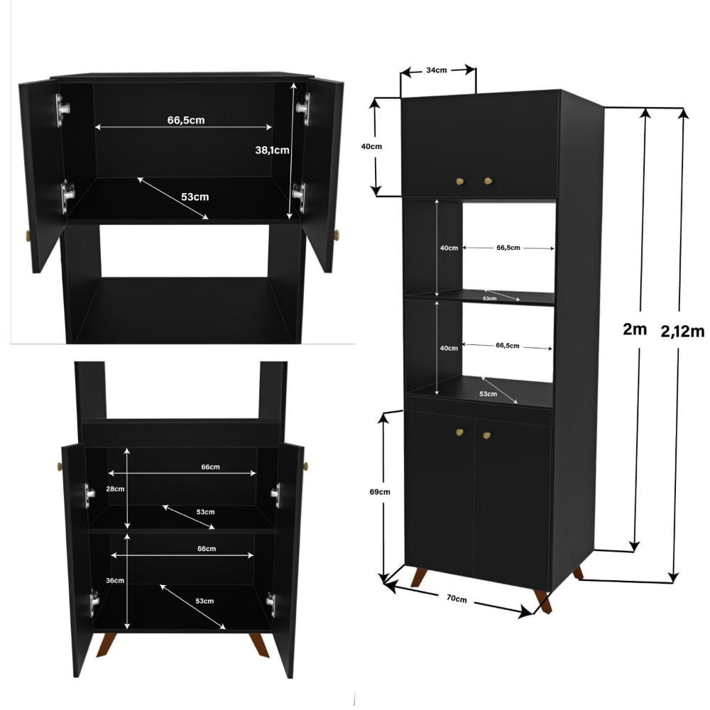 Miniatura Conjunto Cozinha Modular Balcão Cooktop Torre Quente Preto