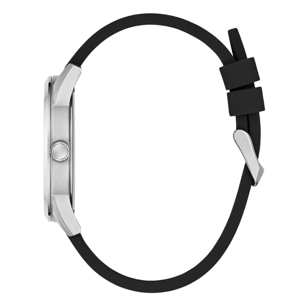 Miniatura Relógio Guess Masculino Detalhe Pneu Silicone Prata