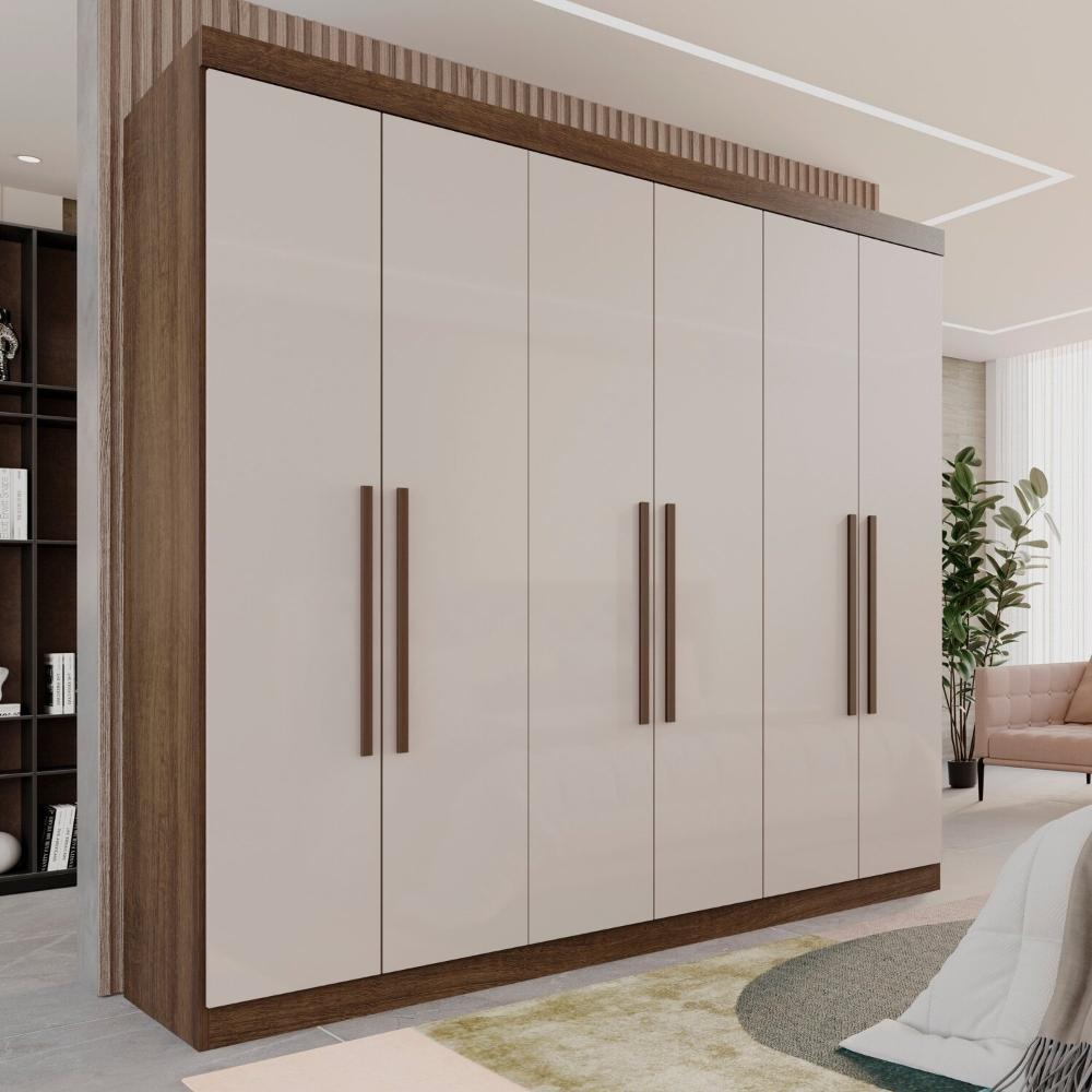 Miniatura Guarda-roupa Casal 6 Portas 3 Gavetas Roma Espresso Móveis Imbuia/Off White