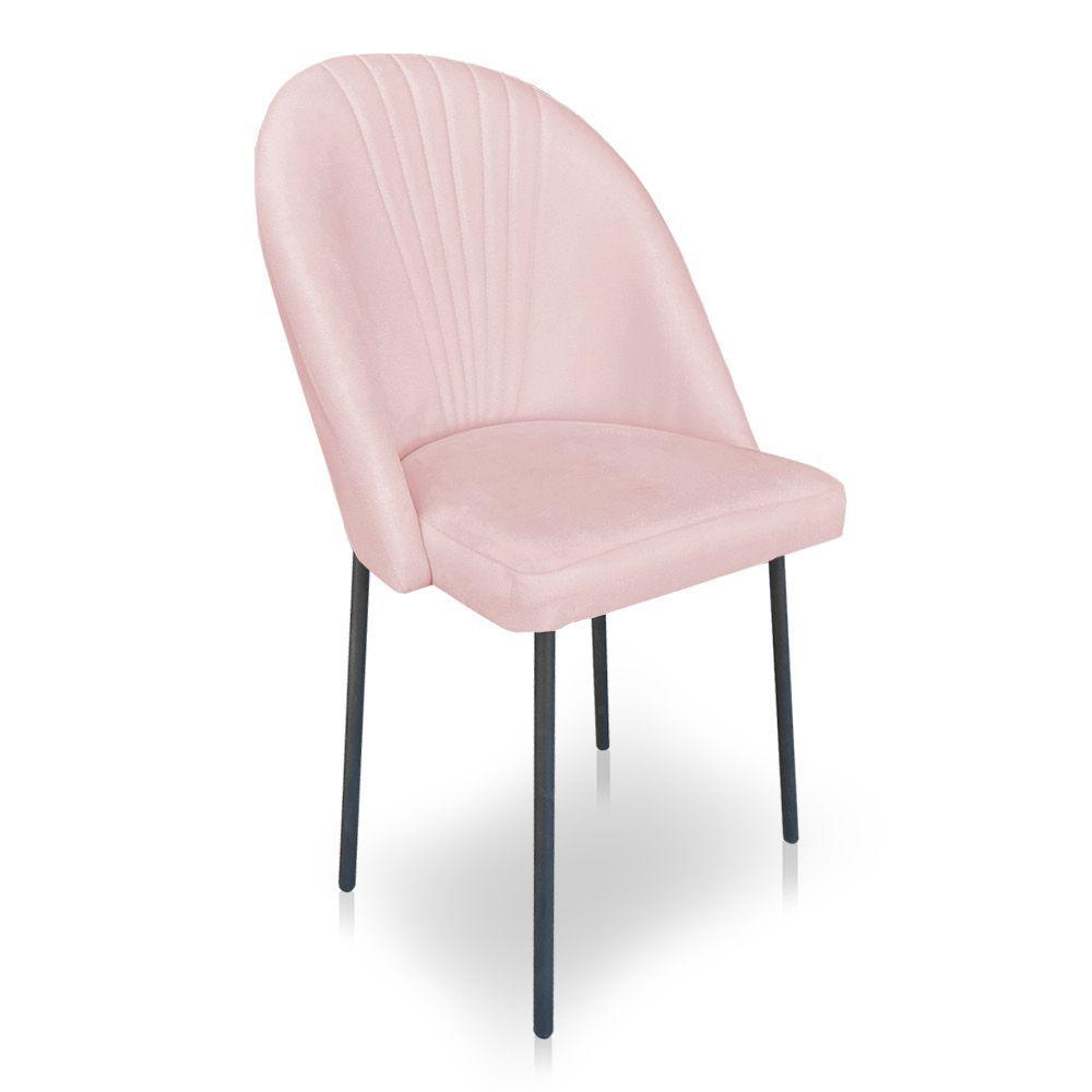 Miniatura Cadeira De Jantar Virginia Sued Rosa Bebê Pés De Ferro Preto Dclasse Decor